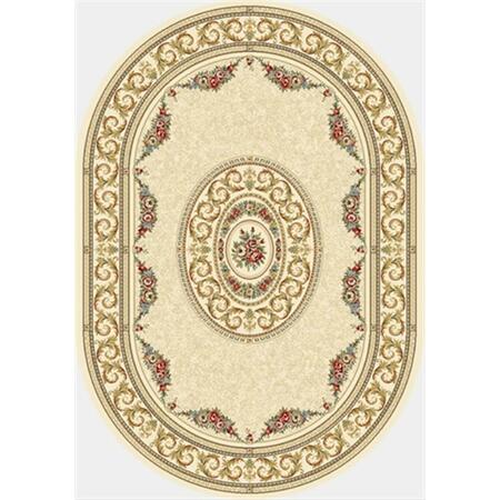 DYNAMIC RUGS Ancient Garden 2 ft. 7 in. x 4 ft. 7 in. Oval 57226-6464 Rug - Ivory ANOV35572266464